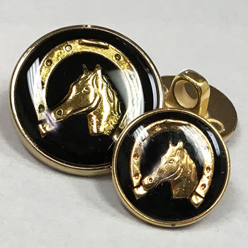 300125 Gold with Black Epoxy Equestrian Button - 2 Sizes